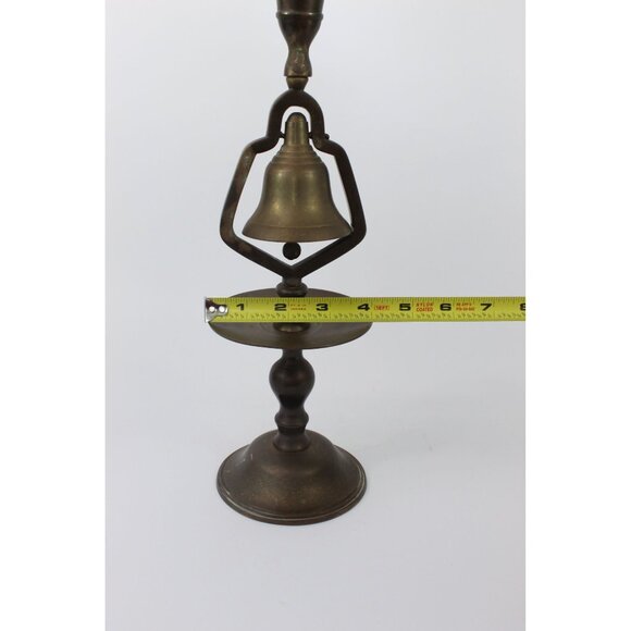 Vintage English Brass Tavern Candlestick Holder with Service Bell, Two Tier - Picture 10 of 10
